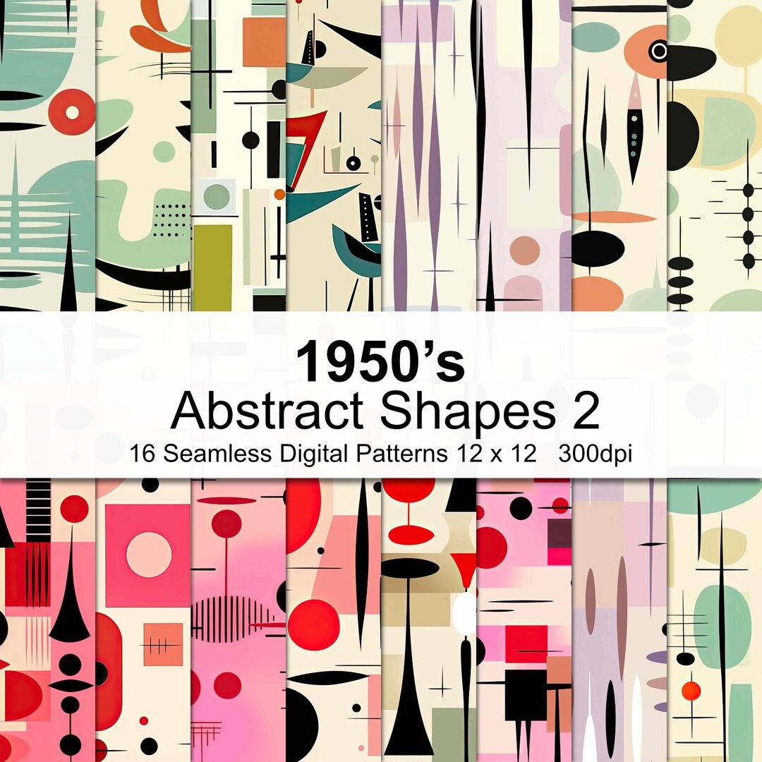 1950's Abstract Shapes Digital Paper 2 - Etsy