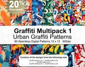 Urban Graffiti Patterns Digitales Papier Multipack 1