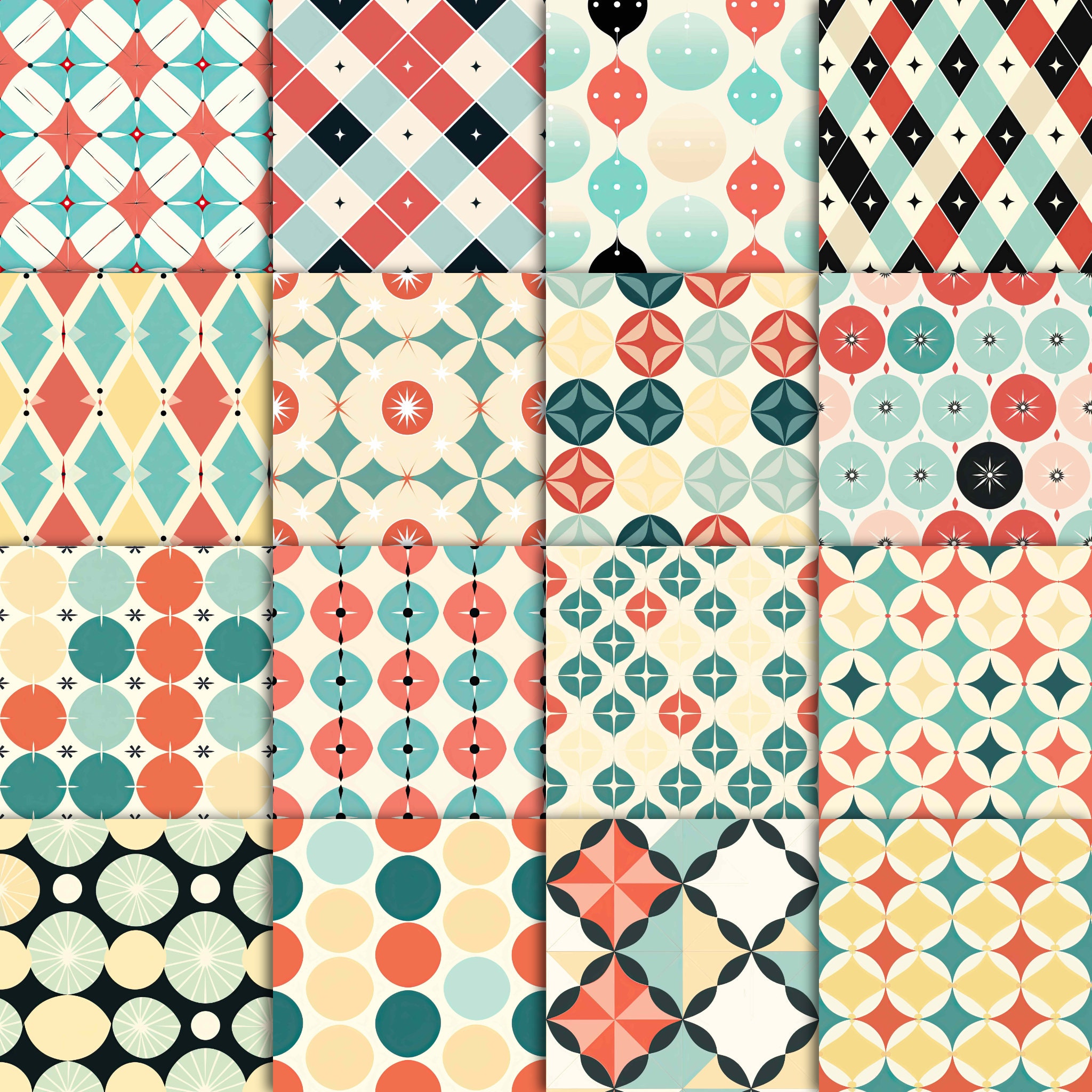 1950's Geometric Abstract Patterns Digital Paper 4 - Etsy