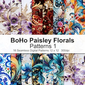 Boho Paisley Patterns Digital Paper 1