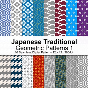 Japanische traditionelle geometrische Muster 1 - Japanisches geometrisches digitales Papier