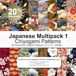 Japanisches Multipack 1 - Japanisches Chiyogami Muster Digitales Papier