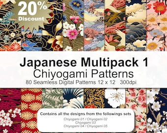 Japanese Multipack 1 - Japanese Chiyogami Patterns Digital Paper