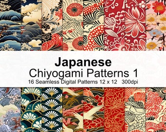 Japanische Chiyogami Muster 1 - Japanisches Chiyogami Digitales Papier