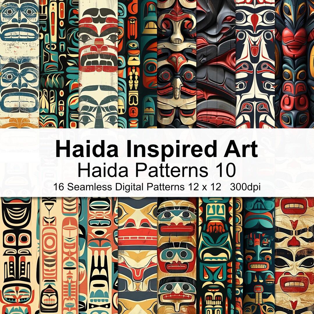 Haida Inspired Patterns Digital Paper 10 - Etsy