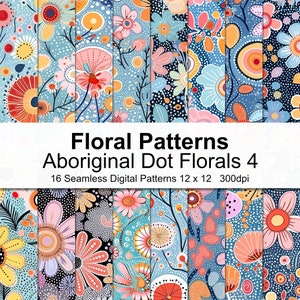 Aboriginal Dot Floral Patterns Digital Paper 4