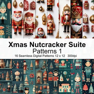 Papel Digital de Padrões da Suíte Quebra-Nozes de Natal 1