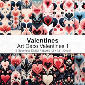 Art Deco Valentines Patterns Digital Paper 1