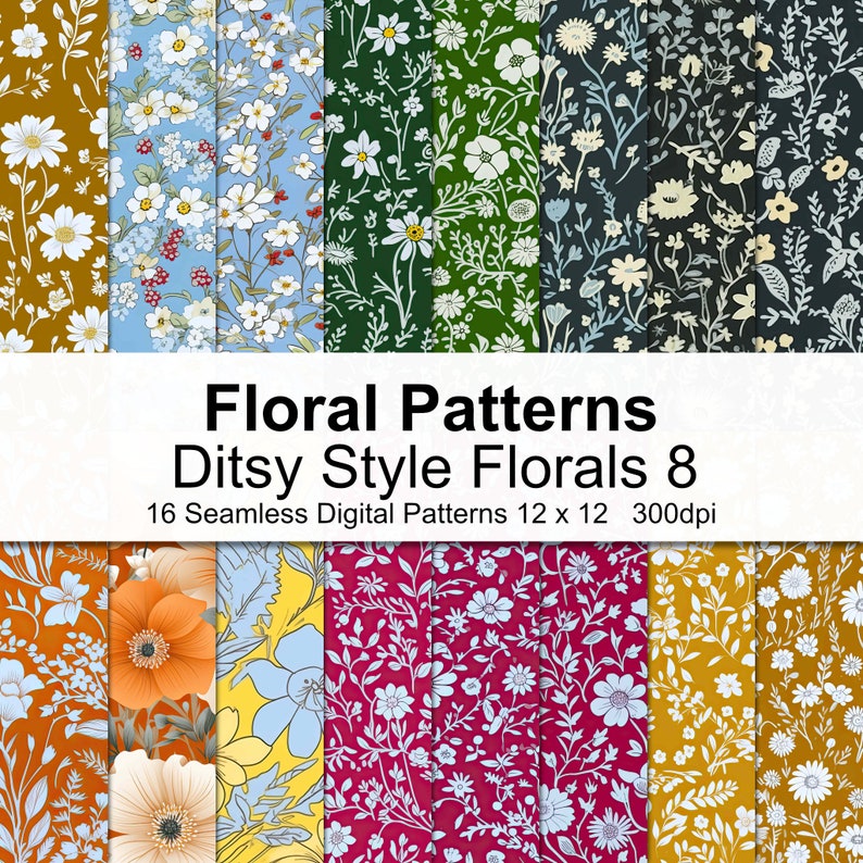 Ditsy Line Pattern Ditsy Style Floral Patterns Digital Paper 8 - Etsy Canada