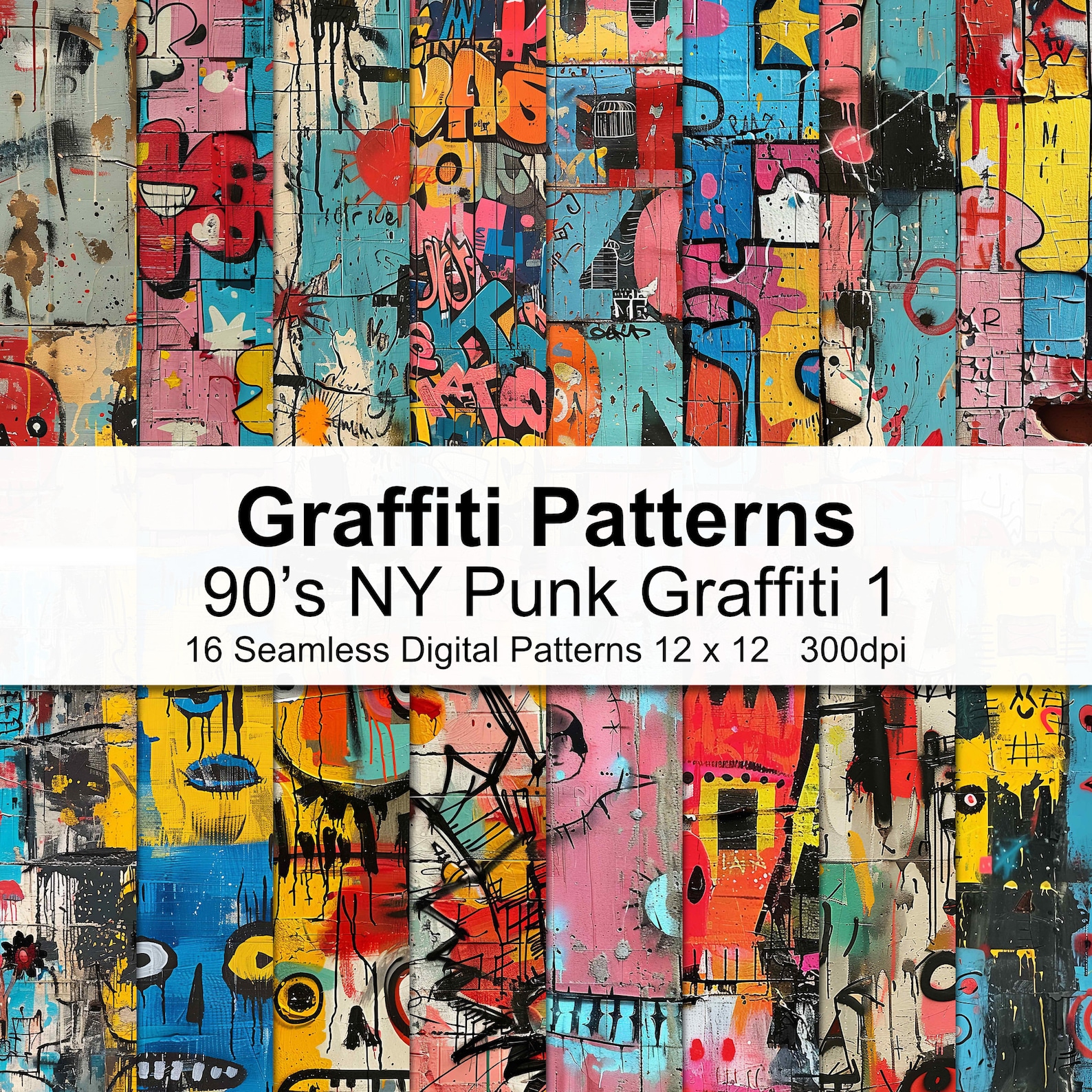 90's NY Punk Graffiti Patterns Digital Paper 1 - Etsy