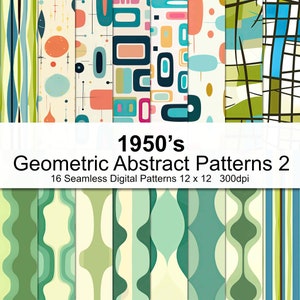 1950 Geometryczne Abstrakcyjne Wzory Cyfrowy Papier 2