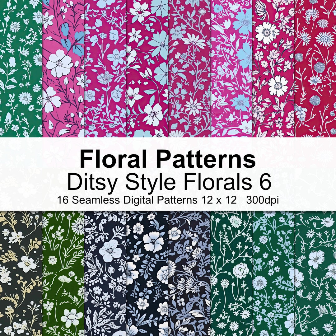 Ditsy Line Pattern Ditsy Style Floral Patterns Digital Paper 6 - Etsy