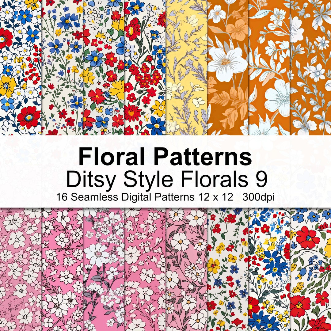 Ditsy Simple Pattern Ditsy Style Floral Patterns Digital Paper 9 - Etsy