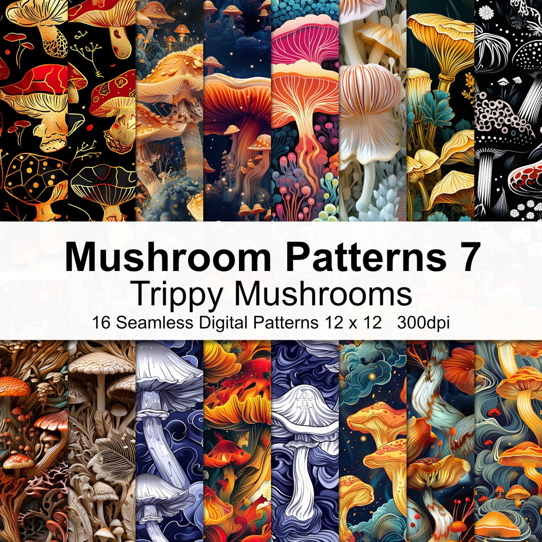 Mushroom Patterns - (trippy) Digital Paper 7 - Etsy