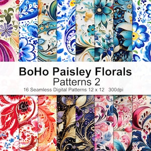 Boho Paisley Patterns Digital Paper 2