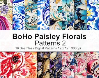 Boho Paisley Patterns Digital Paper 2