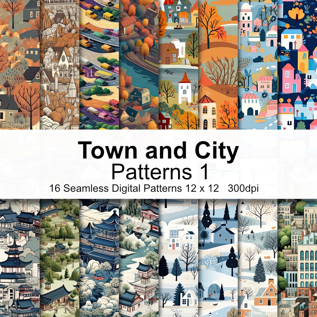 Town and City Patterns Digital Paper 1 - Etsy