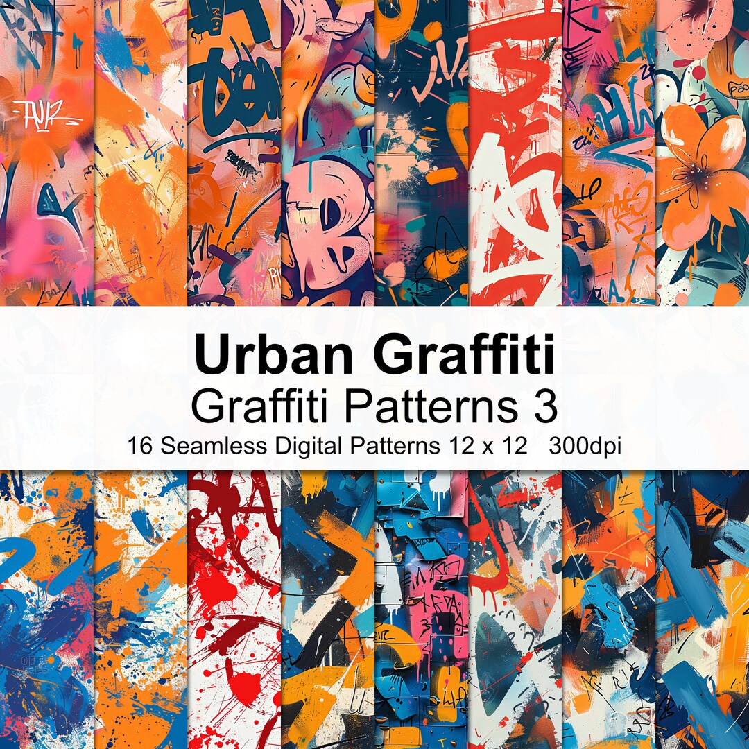 Grapfiti Design Pattern Graffiti Patterns Digital Paper 3 - Etsy