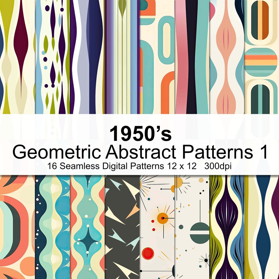 1950's Geometric Abstract Patterns Digital Paper 1 - Etsy