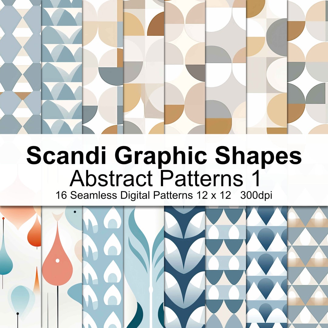 Scandi Pattern Collection Scandi Abstract Shape Patterns Digital Paper 1 - Etsy
