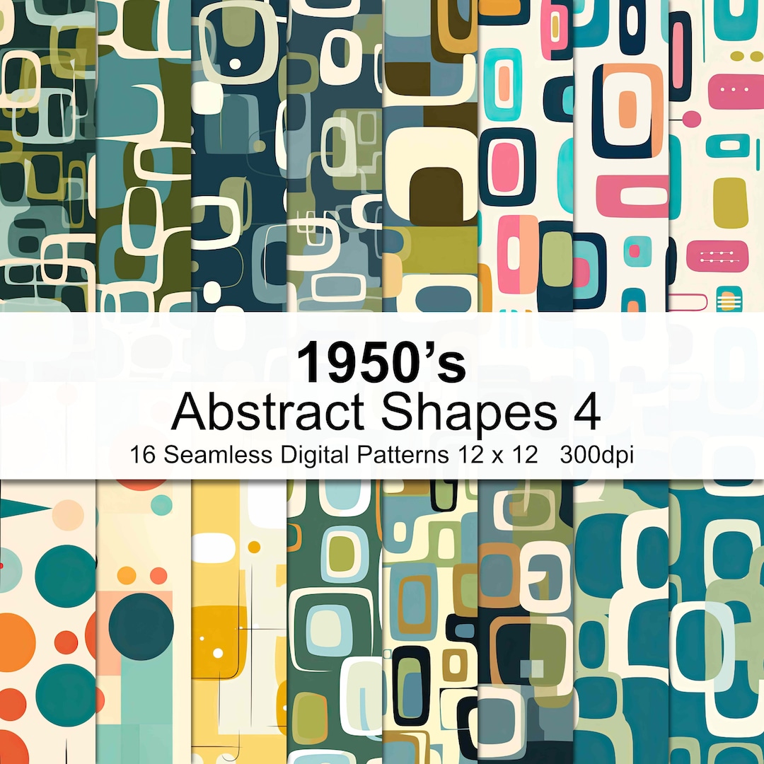 1950's Abstract Shapes Digital Paper 4 - Etsy