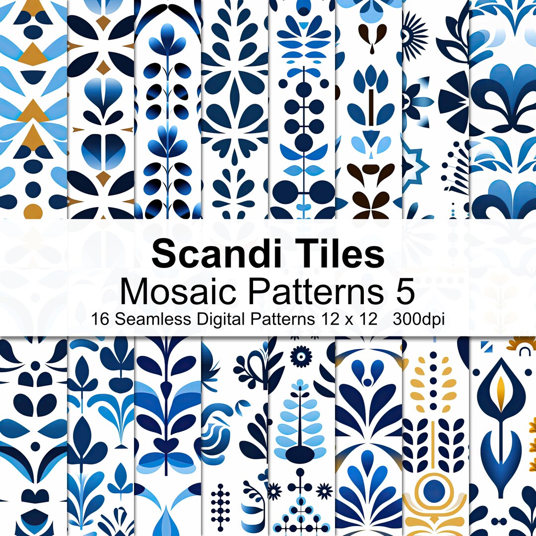 Scandi Tiles Mosaic Patterns Digital Paper 5 - Etsy