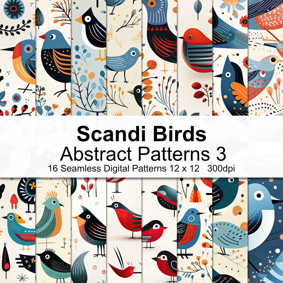 Scandi Pattern Collection Scandi Bird Abstract Patterns Digital Paper 3 - Etsy