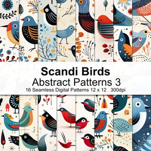 Scandi Bird Abstract Patterns Carta digitale 3