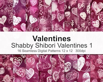 Shabby Shibori Valentines Patterns Digital Papier 1