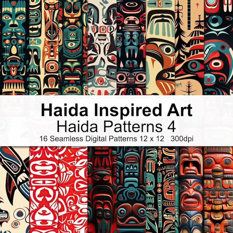 Haida Inspired Patterns Digital Paper 4 - Etsy