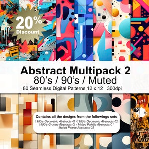 Abstract Multipack 2 - 1980&#39;s / 1990&#39;s / Muted Palette Digital Paper