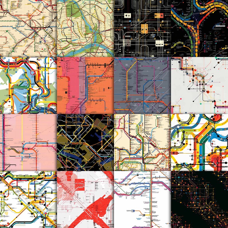Urban Pattern Subway Maps Digital Paper 1 - Etsy
