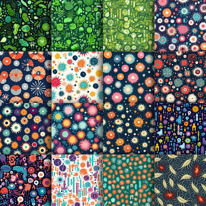 Microbiology Patterns Digital Paper 1 - Etsy
