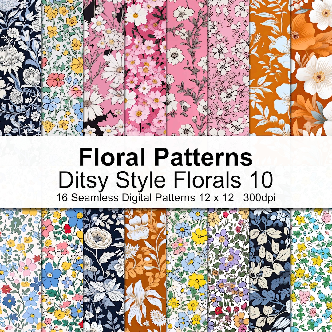 Ditsy Style Floral Patterns Digital Paper 10 - Etsy