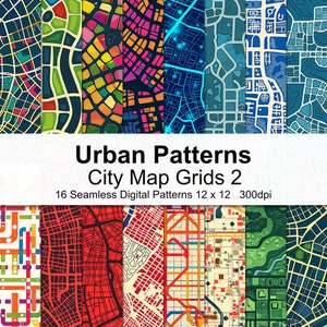 Stadt Karte, Gitter Digitales Papier 2