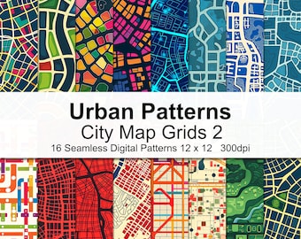 Stadt Karte, Gitter Digitales Papier 2