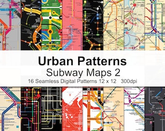 Stadtmuster-U-Bahn-Karten, digitales Papier 2