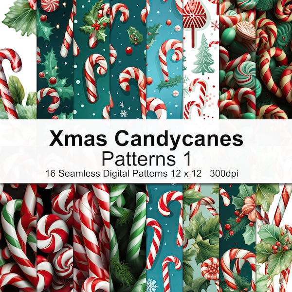 Xmas Candy Cane Patterns Digital Paper 1