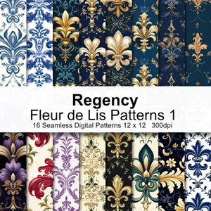 Papier numérique à motifs fleur de lys Regency 1