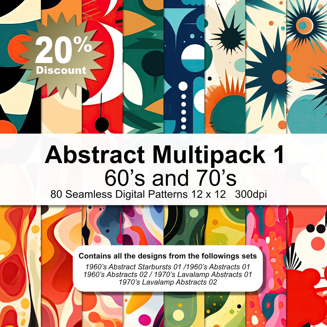 Abstract Multipack 1 - 1960's & 1970's Abstract Patterns Digital Paper ...