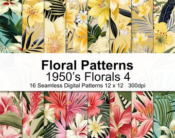 1950 Blumenmuster Digitales Papier 4