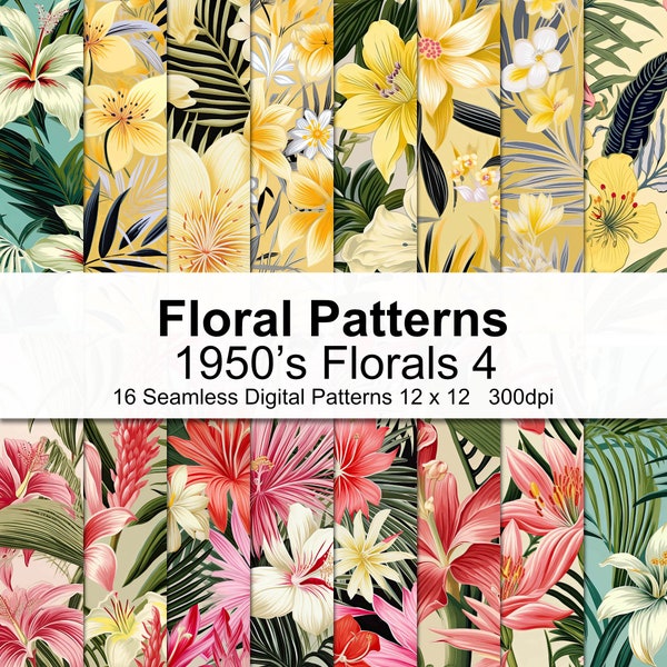1950's Floral Patterns Digital Paper 4
