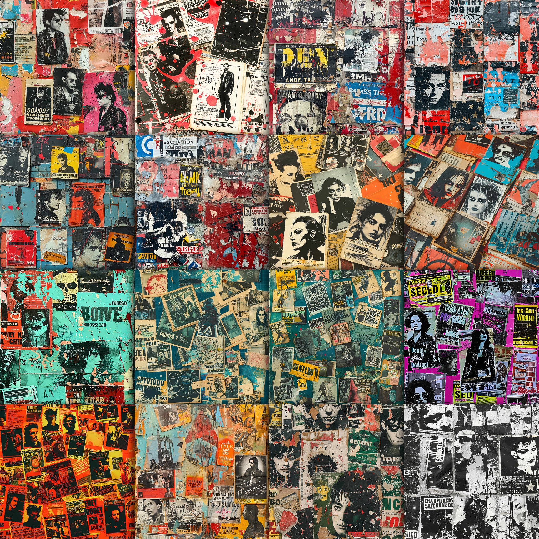 Punk Style Pattern 80's Punk Collage Patterns Digital Paper 3 - Etsy