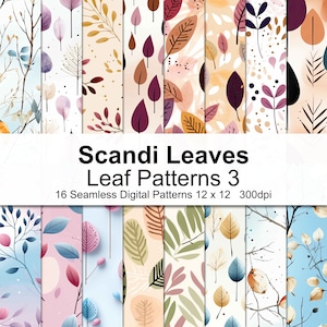 Scandi Leaf Patterns Digital Paper 3