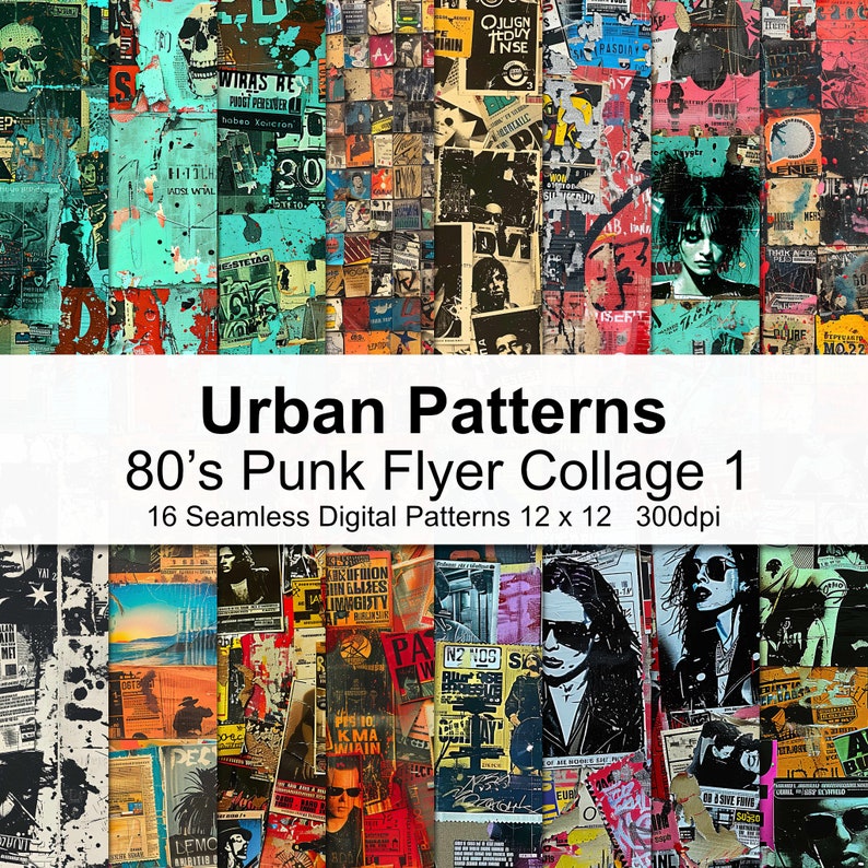 80's Punk Collage Patterns Digital Paper 1 - Etsy UK