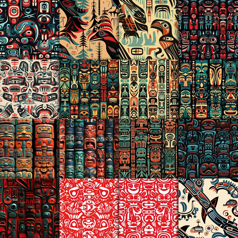 Haida Inspired Patterns Digital Paper 4 - Etsy
