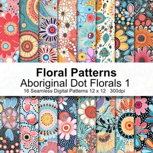 Papel digital com padrões florais de pontos aborígenes 1