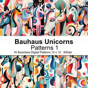 Bauhaus Unicorn Patterns Digital Paper 1