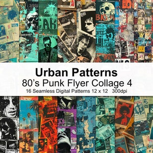 Papel digital de patrones de collage punk de los años 80 4