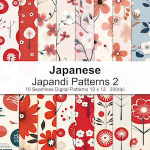 Japanese Japandi Patterns 2 - Japanese Japandi Digital Paper